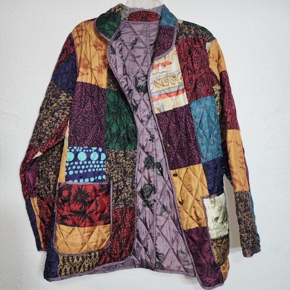 Blair Jackets & Blazers - Blair Silk Quilted Jacket Medium Multicolor Patchwork Reversible Floral Boho